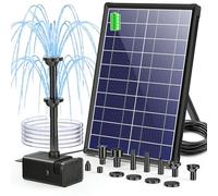 Biling Pompe Solaire de Bassin avec Batterie, 8 W, 300 l/h, Silencieuse, avec 8 Buses, Fontaine Solaire Extérieure avec Tuyau d'Écoulement pour Bassin de Jardin, Ventilation jusqu'à 500 l