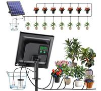 Biling Système d'irrigation solaire, 15 m d'irrigation goutte à goutte automatique avec minuterie, panneau solaire de 2,5 W, pour 12 à 20 pots, jardin, balcon, serre, arrosage de vacances
