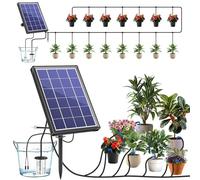 Biling Système d'irrigation solaire de jardin, irrigation automatique, 15 à 20 plantes en pot, avec panneau de 3,5 W, tuyau de 15 m, pour balcon, jardin, serre, irrigation de vacances, système