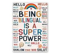 Bilingual Brain Power Poster Spanish English Learner Motivation Wall-Art
