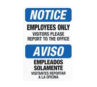 Bilingual Employees Only Visitors Please Report To The Office Panneau d'avertissement « Do Not Enter Security » - Pour entreprise, maison, garage, rue, mur de sécurité, décoration personnalisée, 20,3