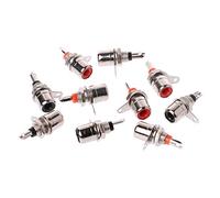 BIlinli 10 Pcs Nickel Plaqué RCA Phono Châssis Montage sur Panneau Femelle Adaptateur Prise Rouge + Noir