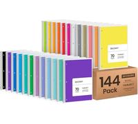 Bilinny Lot de 144 cahiers à spirales - 72 couleurs vives et 72 couleurs pastel - 1 compartiment - Lignées collège - 20,3 x 26,7 cm - 70 feuilles (144 pièces)