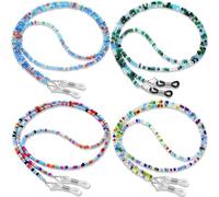 BILIONE Lot de 4 chaînes à lunettes en acrylique pour femmes et filles, support de lunettes de soleil autour du cou, support de lunettes de vue en acrylique (Bleu, Vert, Bleu Ciel, Vert Gazon)