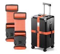 BILIONE Sangles de bagage approuvées par la TSA - Accessoire de qualité supérieure pour fermeture de sac de voyage (2-Orange vif)
