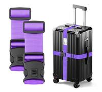 Bilione Sangles de bagage réglables de 223,5 cm, verrouillables contre une ouverture accidentelle, accessoires de voyage faciles à identifier, ajoutez un connecteur de sac (violet chanceux, 2)