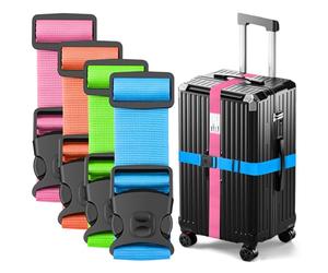 BILIONE Sangles de Bagage réglables pour Valise, verrouillables Contre Une Ouverture accidentelle, Accessoires de Voyage faciles à identifier, Ajoutez Un connecteur de Sac pour Maintenir la Valise