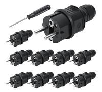 BILIPLE 10Pcs Fiche Male, Prise Electrique Male 250v 16a, IP44 Protection, Fiche Male Prise Electrique, Fiche Prise Electrique Male Noire pour Câble Intérieur et Extérieur, Tournevis Inclus