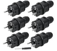 BILIPLE 6Pcs Fiche Male, Prise Electrique Male 250v 16a, IP44 Protection, Fiche Male Prise Electrique, Fiche Prise Electrique Male Noire pour Câble Intérieur et Extérieur, Tournevis Inclus