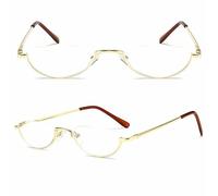 BILIZA Lunettes de lecture demi-lune en métal, lunettes de lecture demi-monture, lunettes semi-sans monture en métal, lecteurs d'ordinateur de mode (Couleur : Or, Taille : 2.0X)