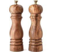 Bill.F Lot de 2 moulins à poivre et sel en bois rechargeables 17,8 cm avec rotor réglable en céramique