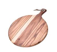 BILL.F Pelle à pizza en bois d'acacia, planche à découper de 25,4 cm, planche à fromage, plateau à pain et crackers pour servir et préparer des aliments mineurs avec poignée, 35,6 x 25,4 x 1,3 cm