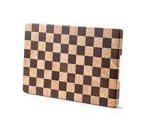 Bill.F Planche à découper en bois avec motif damier et poignées latérales intérieures, 36 x 24 x 2,5 cm, planche à découper idéale pour découper de la viande, des légumes, du fromage et du pain