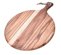 BILL.F Planche à pizza ronde en bois d'acacia avec poignée pour cuisine, charcuterie, 40,6 cm