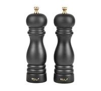 Bill F Since 1983 Lot de 2 moulins à poivre et sel en bois d'hévéa avec noyau en céramique Noir mat 17,8 cm