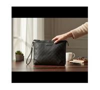 Bill Tornade Pochette homme en similicuir embossé Croco Noir Homme