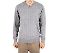 Bill Tornade Pull col V uni effet damier Dam Gris Homme S