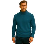 Bill Tornade Pull Col zip demi en laine mélangé Quebec Bleu Denim Homme XL