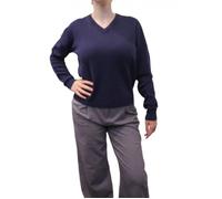 Bill Tornade Pull femme col V uni Venise Bleu Marine Femme XXL