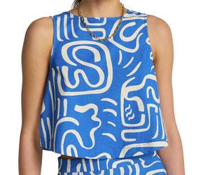 Billabong - Débardeur en coton et en lin - So Breezy Woven Tank True Blue pour Femme en Coton - Taille M - Bleu Bleu M