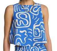 Billabong - Débardeur en coton et en lin - So Breezy Woven Tank True Blue pour Femme en Coton - Taille S - Bleu Bleu S