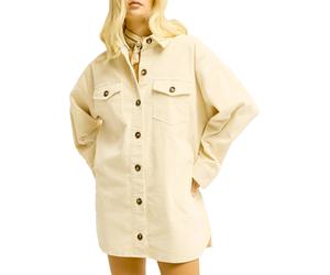 Billabong - Robe chemise en velourss côtelé - Winter Ocean Cord Dress White Cap en Coton - Taille M - Beige Beige M
