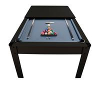 Billard Américain Ambiance 7Ft - 226,5 x 126,5 x 80 cm avec Accessoires et Plateau dînatoire - Couleur Ebène (Noir) et Tapis Gris