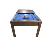 Billard Américain AMBIANCE 7Ft - 226,5 x 126,5 x 80 cm avec accessoires et plateau dînatoire - Couleur Chêne - Bleu