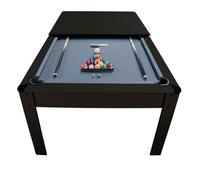 Billard Américain AMBIANCE 7Ft - 226,5 x 126,5 x 80 cm avec accessoires et plateau dînatoire - Couleur Ebène et Tapis Gris