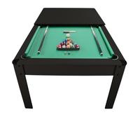 Billard Américain AMBIANCE 7Ft - 226,5 x 126,5 x 80 cm avec accessoires et plateau dînatoire - Couleur Ebène et Tapis Vert