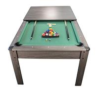 Billard Américain Ambiance 7Ft - 226,5 x 126,5 x 80 cm avec Accessoires et Plateau dînatoire - Gris et Tapis Vert