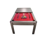 Billard Américain AMBIANCE 7Ft - 226,5 x 126,5 x 80 cm avec accessoires et plateau dînatoire - Gris - Rouge