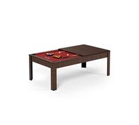 SOKKER Billard Américain convertible table 6places KITBILL 6Ft - 206,5 x 116,5 x 80 cm Plateau dînatoire et accessoires inclus - Marron - Rouge Marron