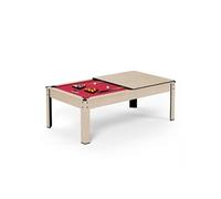 SOKKER Billard Américain convertible table 8places KITBILL 7FT - 226 x 126,5 x 80 cm Plateau dînatoire et accessoires inclus - Beige - Rouge Beige
