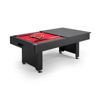 Billard Américain Convertible Table dinatoire - 212 x 118 x 86 cm - Retour de Boules Automatique, Tapis en Laine Rouge et Accessoires Inclus