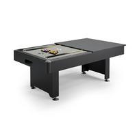 Billard Américain Convertible Table dinatoire - 212 x 118 x 86 cm - Retour de Boules Automatique, Tapis en Laine Gris et Accessoires Inclus