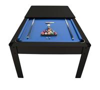 Billard Américain Harmony 5Ft - 183 x 102 cm avec Accessoires et Plateau dînatoire - Couleur Ebène (Noir) et Tapis Bleu