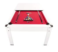 Billard Américain Harmony 6Ft - 206,5 x 116,5 x 80 cm avec Accessoires et Plateau dînatoire - Couleur Ivoire (Blanc) et Tapis Rouge