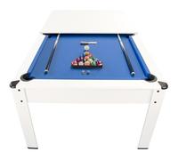 Billard Américain HARMONY 6Ft - 206,5 x 116,5 x 80 cm avec accessoires et plateau dînatoire - Couleur Ivoire et Tapis Bleu
