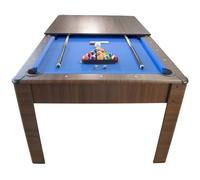 Billard Américain Harmony 6Ft - 206,5 x 116,5 x 80 cm avec Accessoires et Plateau dînatoire - Couleur Chêne (Marron) et Tapis Bleu