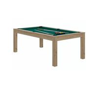 Billard Charme en Chêne Sablé avec Drap Vert - Transformable en Table