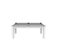 Billard Colorado 8 Places - Table Multifonction en Blanc Laqué et Tapis Gris