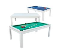Billard convertible 7FT Prego Blanc éclatant tapis vert anglais