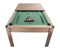 Billard convertible couleur bois Chêne et tapis vert 226 x 126cm - Ambiance