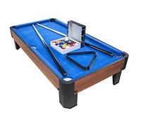 Play4Fun Billard - Kit compact de table avec accessoires - 102x51x22,5 cm - Marron/Tapis bleu