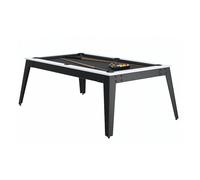 Billard en Acier Blanc avec Pieds Gris et Drap en Ardoise - Accessoires Inclus