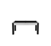 Billard Floride Multifonction : Table à Manger et Billard pour 6 Personnes - Blanc Boisé et Tapis Noir