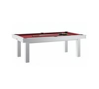 Billard LAFITE Blanc avec Drap Rouge - Table Transformable et Accessoires Inclus