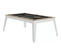 René Pierre Billard Steel Chene Sable Pieds Blanc Drap Gris Ardoise