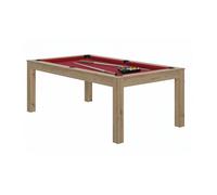 Billard transformable en table - René Pierre - CHARME Chêne Sablé - Drap Rouge - 134x49x47cm